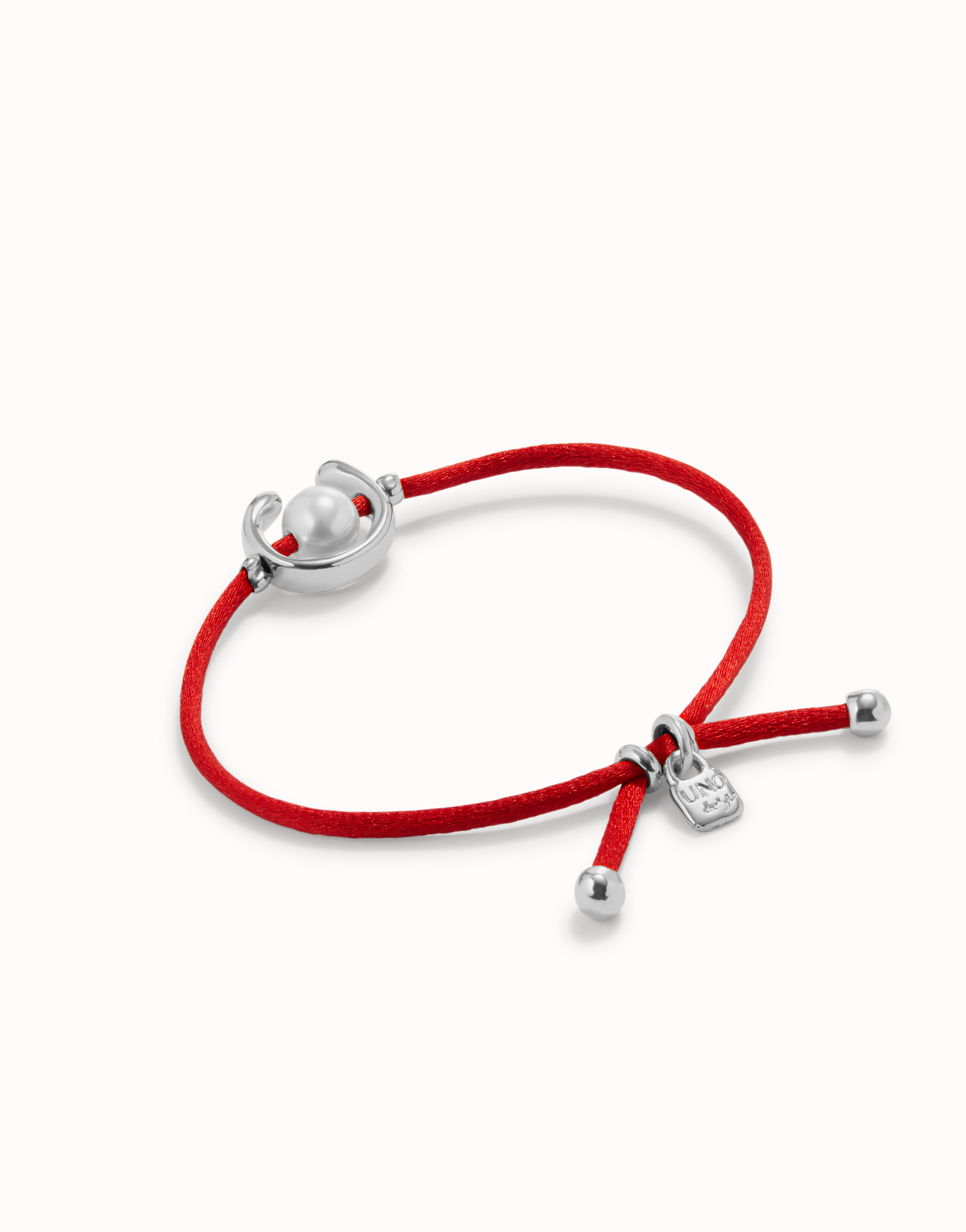 Bracelet en fil rouge avec perle de coquillage plaquée argent., Argent, large image number null